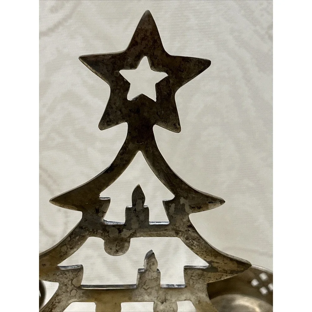 Vintage Silver‎ Plated Christmas Tree 2 Candle Holder International Silver Co
